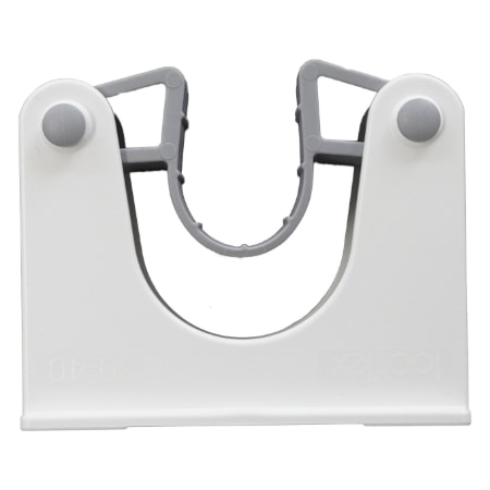 Stielhalterung zu Alu-Geräteleiste weiss Gummi grau  -  30 - 40 mm