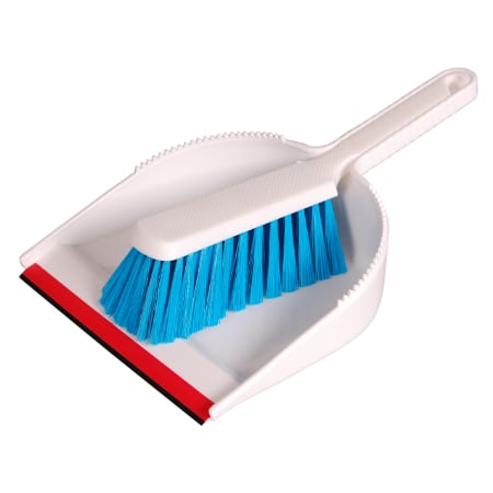 Kehrichtgarnitur  Hygiene  PLUS Besen mit blauen Borsten