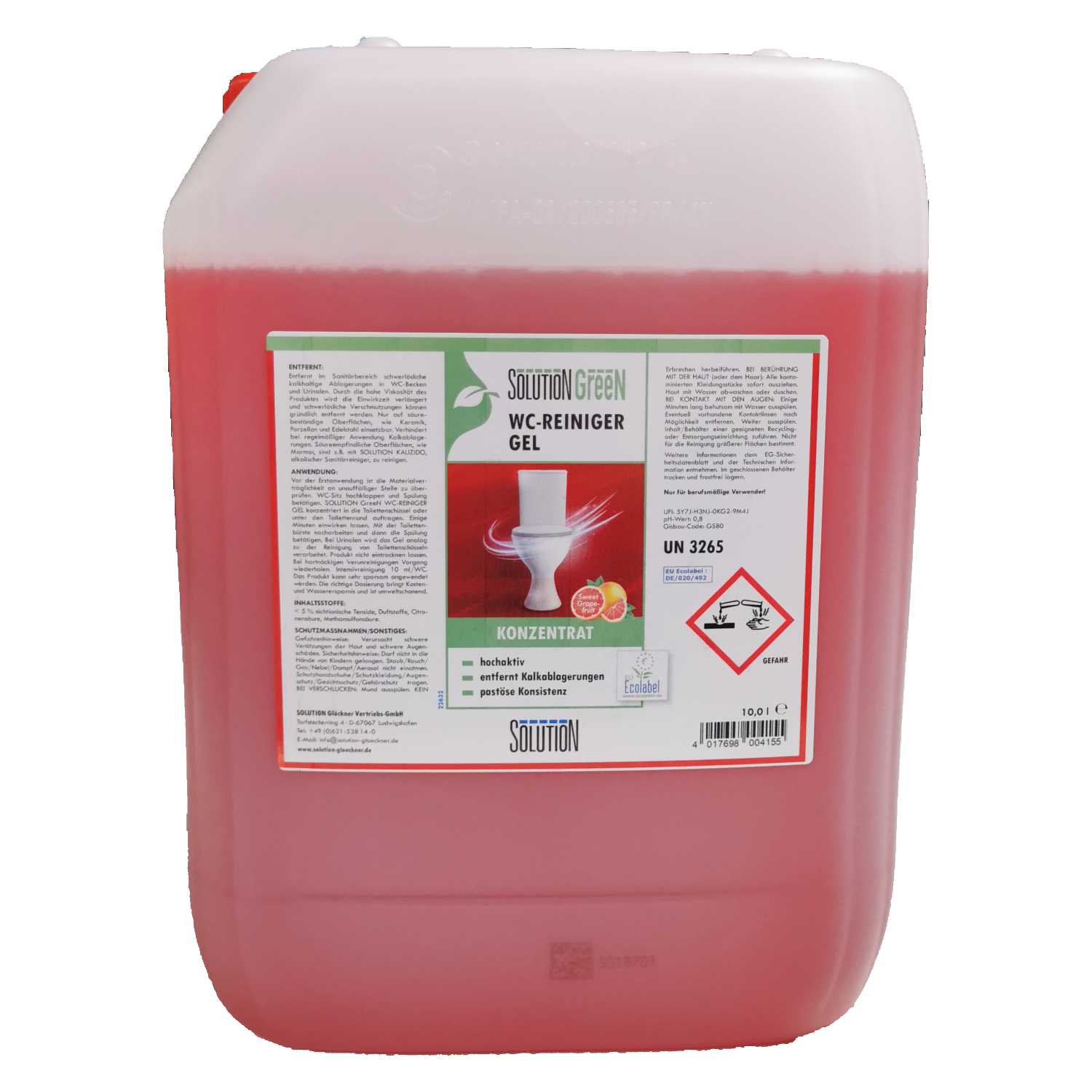 WC-Reiniger Gel SOLUTION GreeN ADR Kl. 8 UN 3265 VGIII BK 3