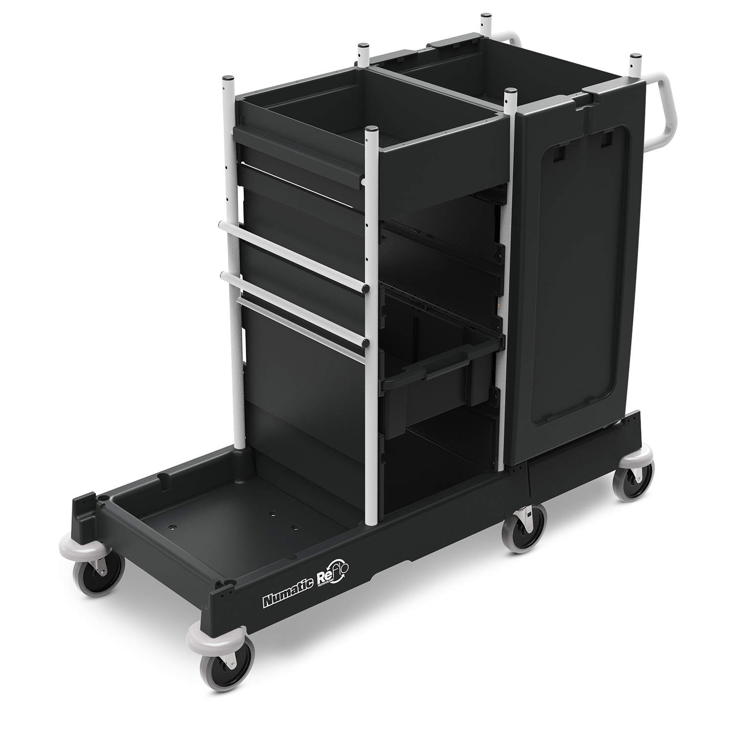 Reinigungswagen SM-3 mit Universalabfalleinheit und Stauraum